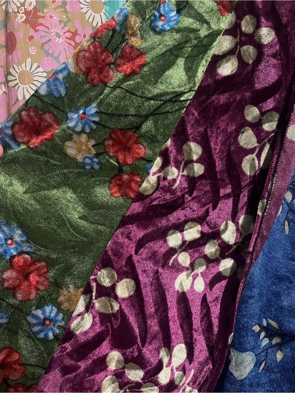NWOT Sacred Threads Boho Purple Floral Polyester Velvety Sleeveless Kimono OS - Picture 4 of 10